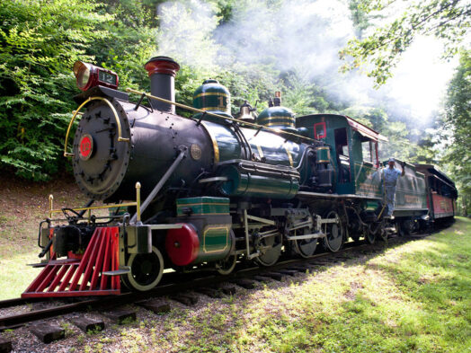 Steam locomotive No. 12, Tweetsie taking guest on a train ride during Railroad Heritage Weekend.